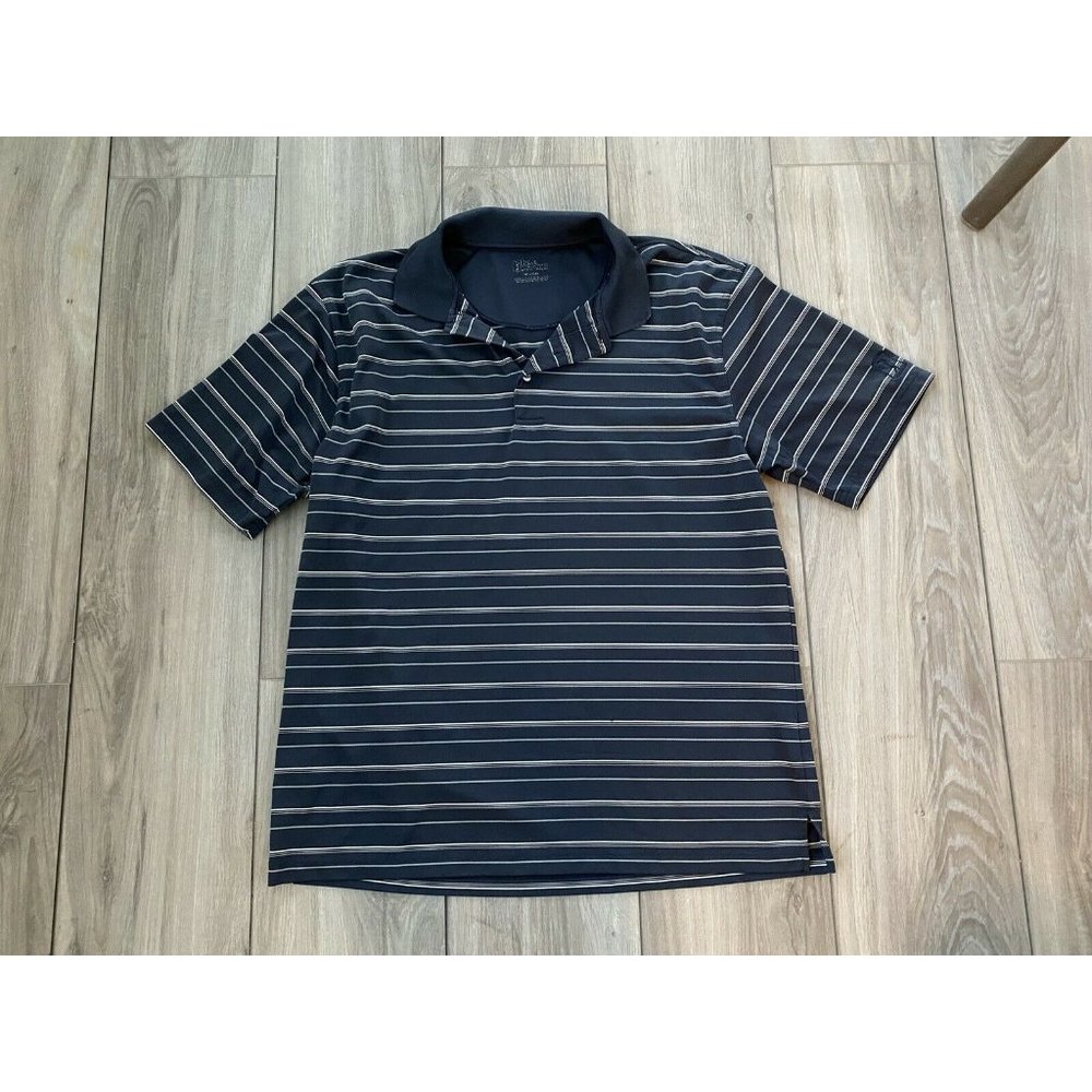 PGA Tour Polo Shirt Adult Large L Navy Stripe Golfer Airflux Golfing Mens